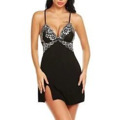 Women's Pajamas Nightgown Nighty Pjs 1 PCS Jacquard Embroidered Casual Comfort Xmas Party Home Daily Spandex Gift Strap Lace Mesh Summer Spring Black Red -Deals The Sexy Bra Store tagjer1595818019458