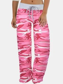 Women's Loungewear Bottom Nighty Camo Comfort Sport Home Cotton Long Pant Spring Summer Blue Purple