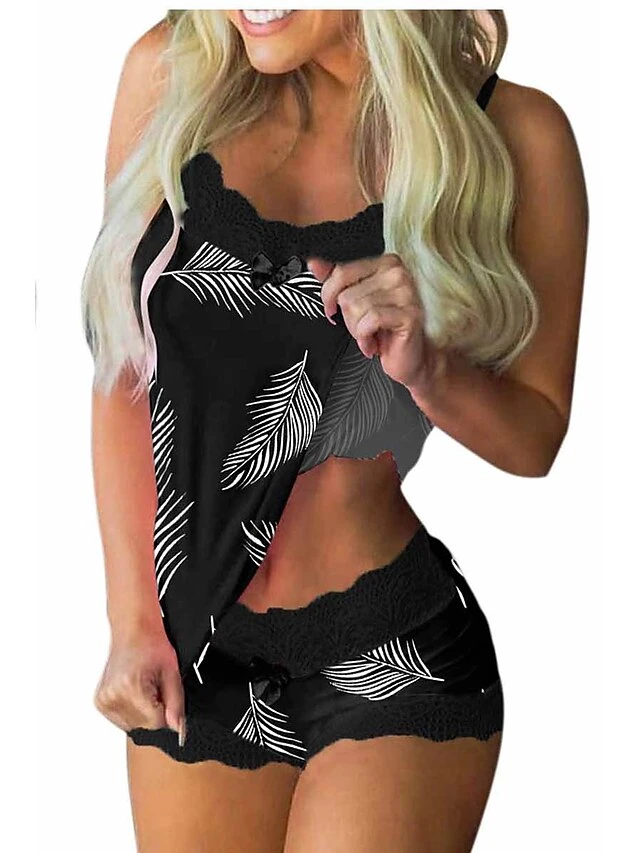 Women's Pajamas Pajama Top And Pant Sets Pumpkin Skeleton Hot Casual Soft Home Daily Bed Polyester Breathable Straps Sleeveless Strap Top Shorts Summer Spring Black White 4 Women's Pajamas Pajama Top And Pant Sets Pumpkin Skeleton Hot Casual Soft Home Daily Bed Polyester Breathable Straps Sleeveless Strap Top Shorts Summer Spring Black White - Image 4