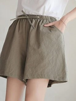 Women's Loungewear Shorts Comfy Summer Shorts Cotton Elastic Waist Casual Solid Color Drawstring Comfy Shorts Black White -Deals The Sexy Bra Store tesbfs1682486184679