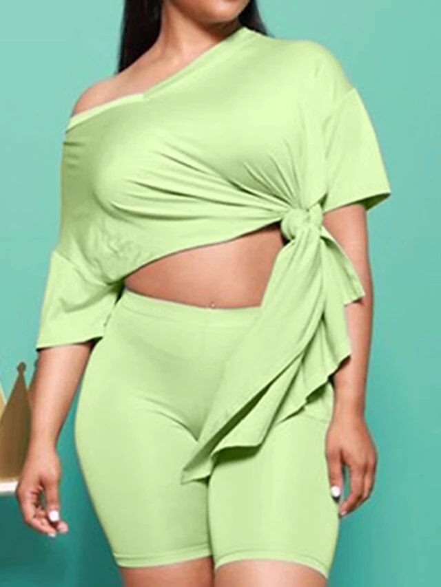 Women's Loungewear Sets Nighty 2 Pieces Pure Color Simple Comfort Home Cotton V Wire Spring Summer Green Blue 7 Women's Loungewear Sets Nighty 2 Pieces Pure Color Simple Comfort Home Cotton V Wire Spring Summer Green Blue - Image 7