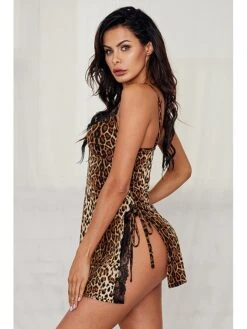 Sexy Women'S Suspender Deep V Leopard Print Nightdress Side Open Underwear -Deals The Sexy Bra Store tfxyoq1681974415011