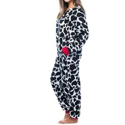 Women's Christmas Onesie Pajama Leopard Stripe Plush Casual Comfort Home Xmas Daily Bed Flannel Warm Hoodie Long Sleeve Pocket Fall Winter Black White -Deals The Sexy Bra Store thbyie1695281891846