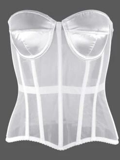 Corset Women's Corset Tops Wedding Party Party & Evening Plus Size White Overbust Corset Lace Up Tummy Control Push Up Pure Color All Seasons -Deals The Sexy Bra Store thrgtu1643182386934