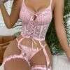 Women's Sexy Lingerie Sets Pure Color Lovers Hot Comfort Home Bed Date Lace Breathable Straps Sleeveless Backless Hole Summer Spring Pink