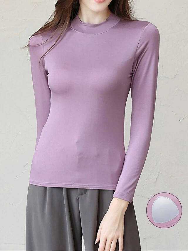 Women's Pajama Top With Chest Pads Loungewear Top Pure Color Fashion Casual Comfort Home Daily Bed Modal Breathable Crew Neck Long Sleeve Fall Winter Black White 1 Women's Pajama Top With Chest Pads Loungewear Top Pure Color Fashion Casual Comfort Home Daily Bed Modal Breathable Crew Neck Long Sleeve Fall Winter Black White