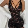 Women's Sexy Lingerie Chemises & Negligees Pure Color Hot Comfort Sweet Home Bed Valentine's Day Polyester Breathable V Wire Sleeveless Summer Spring Black