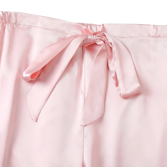 Women's Gift Loungewear Pajamas Sets Home Party Valentine's Day Feather Pure Color Silk Simple Soft Shirt Pant Fall Spring Summer Lapel Long Sleeve Long Pant Buckle Pocket 7 Women's Gift Loungewear Pajamas Sets Home Party Valentine's Day Feather Pure Color Silk Simple Soft Shirt Pant Fall Spring Summer Lapel Long Sleeve Long Pant Buckle Pocket - Image 7