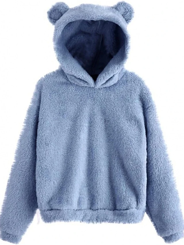 Women's Hoodie Fleece Lounge Top 3D Ear Pure Color Warm Fashion Plush Home Street Daily Polar Warm Breathable Long Sleeve Hoodie Fall Winter Claret Leather Pink 1 Women's Hoodie Fleece Lounge Top 3D Ear Pure Color Warm Fashion Plush Home Street Daily Polar Warm Breathable Long Sleeve Hoodie Fall Winter Claret Leather Pink