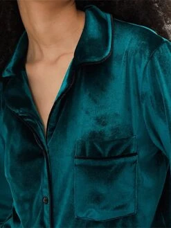 Women's Pajamas Pajama Top And Pant Sets Pure Color Hot Comfort Soft Home Daily Bed Polyester Breathable Lapel Long Sleeve Shirt Shorts Button Pocket Spring Fall Green -Deals The Sexy Bra Store tqlrbk1677485021886