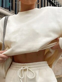 Women's Lounge Sets 2 Pcs Sweatsuit Sweatshirt And Shorts Pure Color Fashion Casual Comfort Street Daily Date Cotton Breathable Crew Neck Long Sleeve Shorts Fall Winter Pink Blue -Deals The Sexy Bra Store trmwzb1691566024835