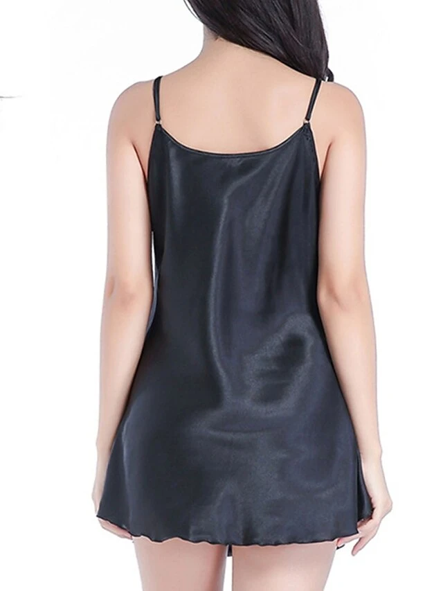 Women's Slip Lingerie Pajamas Nightgown Nightshirt Dress Flower Pure Color Simple Comfort Soft Home Daily Bed Satin Breathable Straps Sleeveless Backless Summer Spring Pink Blue Red 8 Women's Slip Lingerie Pajamas Nightgown Nightshirt Dress Flower Pure Color Simple Comfort Soft Home Daily Bed Satin Breathable Straps Sleeveless Backless Summer Spring Pink Blue Red - Image 8