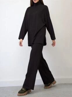 Women's Lounge Sets Turtle Neck Top And Wide Leg Pants Pure Color Fashion Casual Soft Home Daily Bed Polyester Breathable High Neck Long Sleeve Pant Fall Winter Black Blue 11 Women's Lounge Sets Turtle Neck Top And Wide Leg Pants Pure Color Fashion Casual Soft Home Daily Bed Polyester Breathable High Neck Long Sleeve Pant Fall Winter Black Blue -Deals The Sexy Bra Store tuqcyd1691654773300