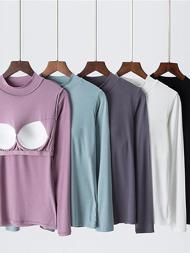 Women's Pajama Top With Chest Pads Loungewear Top Pure Color Fashion Casual Comfort Home Daily Bed Modal Breathable Crew Neck Long Sleeve Fall Winter Black White 15 Women's Pajama Top With Chest Pads Loungewear Top Pure Color Fashion Casual Comfort Home Daily Bed Modal Breathable Crew Neck Long Sleeve Fall Winter Black White - Image 15