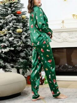 Women's Christmas Pajamas Sets Santa Claus Snowman Fashion Comfort Soft Home Xmas Daily Satin Breathable Lapel Long Sleeve Shirt Pant Button Pocket Fall Winter Green 11 Women's Christmas Pajamas Sets Santa Claus Snowman Fashion Comfort Soft Home Xmas Daily Satin Breathable Lapel Long Sleeve Shirt Pant Button Pocket Fall Winter Green -Deals The Sexy Bra Store tylkyg1693467377535