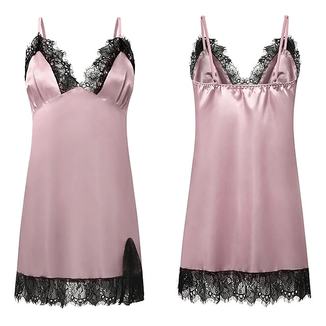 Women's Lace Satin Silk Pajamas Sets 4 Pcs Home Party Daily St.Patrick's Day Elastic Waist Pure Color Satin Simple Casual Soft Strap Top Shorts Fall Winter Spring Strap Short Sleeves Long Sleeve 17 Women's Lace Satin Silk Pajamas Sets 4 Pcs Home Party Daily St.Patrick's Day Elastic Waist Pure Color Satin Simple Casual Soft Strap Top Shorts Fall Winter Spring Strap Short Sleeves Long Sleeve - Image 17