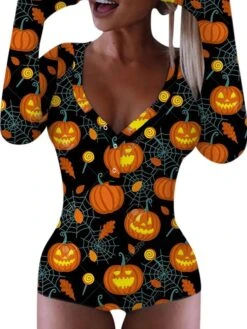 Women's Pajamas Onesie Cat Pumpkin Retro Gothic Punk & Gothic Carnival Halloween Polyester Breathable Crew Neck Long Sleeve Fall Winter Black White -Deals The Sexy Bra Store tzicnf1692257149286