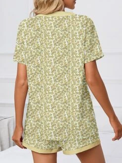 Women's Plus Size Pajamas Pajama Top And Pant Sets Flower Casual Comfort Sweet Home Daily Bed Polyester Breathable V Wire Short Sleeve T Shirt Tee Shorts Pocket Summer Spring Black Yellow -Deals The Sexy Bra Store ubmxbt1679463217364