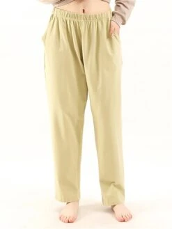 Women's Plus Size Cotton Lounge Pants Pure Color Fashion Casual Comfort Home Street Daily Cotton Warm Gift Pant Pocket Elastic Waist Fall Winter Elegant Black Ivory White -Deals The Sexy Bra Store ucgvgc1693986207976