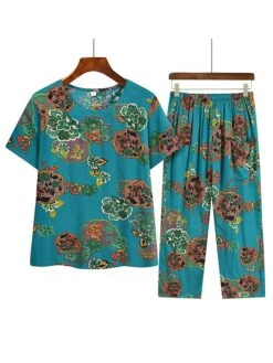 Women's Plus Size Loungewear Sets Flower Leaves Simple Casual Comfort Home Daily Vacation Polyester Breathable Crew Neck Short Sleeve T Shirt Tee Summer Spring Lake Blue Army Green 13 Women's Plus Size Loungewear Sets Flower Leaves Simple Casual Comfort Home Daily Vacation Polyester Breathable Crew Neck Short Sleeve T Shirt Tee Summer Spring Lake Blue Army Green -Deals The Sexy Bra Store udfzoe1683171862875