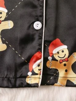 Women's Christmas Pajamas Sets Cartoon Color Combo Simple Casual Comfort Home Bed Satin Breathable Lapel Long Sleeve Shirt Pant Button Pocket Fall Winter Black -Deals The Sexy Bra Store ufmrmn1696751804036