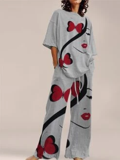 Women's Loungewear Sets 2 Pieces Flower Print Simple Casual Comfort Home Daily Cotton Blend Breathable Crew Neck Short Sleeve Top Pullover Pants With Pockets Summer Spring Lake Blue White 9 Women's Loungewear Sets 2 Pieces Flower Print Simple Casual Comfort Home Daily Cotton Blend Breathable Crew Neck Short Sleeve Top Pullover Pants With Pockets Summer Spring Lake Blue White -Deals The Sexy Bra Store ugpmys1683278938100
