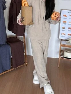 Women's Loungewear Sets Pure Color Fashion Comfort Soft Street Daily Date Polyester Warm Breathable Hoodie Long Sleeve Pant Elastic Waist Fall Winter Pink Brown -Deals The Sexy Bra Store uifxpv1692348331174