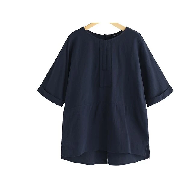 Women's Plus Size Pajamas Top Nighty Pjs Pure Color Simple Comfort Party Home Christmas Polyester Gift Spring Summer Blue Khaki / Seamed 4 Women's Plus Size Pajamas Top Nighty Pjs Pure Color Simple Comfort Party Home Christmas Polyester Gift Spring Summer Blue Khaki / Seamed - Image 4