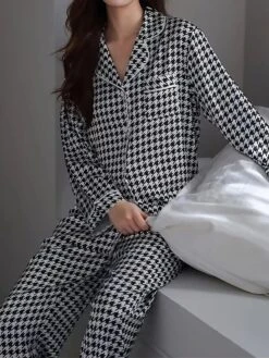 Women's Loungewear Sets Grid / Plaid Fashion Comfort Soft Home Daily Bed Ice Silk Breathable Lapel Long Sleeve Shirt Pant Button Pocket Fall Winter Black Pink 23 Women's Loungewear Sets Grid / Plaid Fashion Comfort Soft Home Daily Bed Ice Silk Breathable Lapel Long Sleeve Shirt Pant Button Pocket Fall Winter Black Pink -Deals The Sexy Bra Store ukkpqx1694766966161