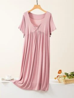 Women's Loungewear Nightgown Nightshirt Dress Pure Color Simple Casual Comfort Home Daily Bed Modal Breathable V Wire Short Sleeve Summer Spring Black Yellow -Deals The Sexy Bra Store ukthgi1681464435297