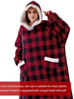 Oversized Wearable Blanket Christmas Flannel Thick Soft Warm Long Hoodie Blanket Big Hooded Sweatshirt Hoodie Blanket For Adults Women Girls Teenagers Teens Men Black -Deals The Sexy Bra Store unddum1662554827407