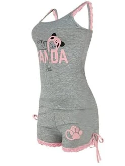 Women's Pajamas Sets Nighty Pjs 2 Pieces Letter Simple Comfort Home Daily Bed Polyester Breathable Gift Sleeveless Shorts Elastic Waist Spring Summer Blue Beige / Print -Deals The Sexy Bra Store uoecnv1644904319491