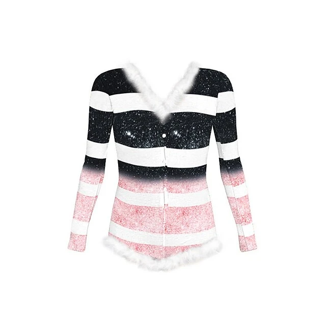 Women's Onesie Christmas Xmas Geometic Snowflake Fashion Plush Comfort Polyester Breathable V Wire Long Sleeve Backless Feather Fall Winter Pink Wine 13 Women's Onesie Christmas Xmas Geometic Snowflake Fashion Plush Comfort Polyester Breathable V Wire Long Sleeve Backless Feather Fall Winter Pink Wine - Image 13