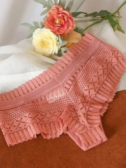 Women's Flower Lace Hole Simple Pure Color Basic Panties Brief Micro-elastic Mid Waist Sexy Nylon 1 PC Green One-Size -Deals The Sexy Bra Store uqkrzs1637930144588