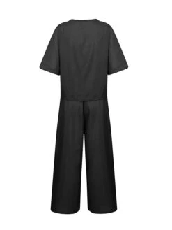 Women's Loungewear Sets 2 Pieces Top And Pant Sets Flower Print Fashion Casual Soft Home Daily Bed Cotton Breathable Crew Neck Half Sleeve T Shirt And Wide Leg Pants Summer Spring Black Light Green -Deals The Sexy Bra Store urkafc1681810077591