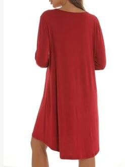 Women's Pajamas Nightgown Nightshirt Dress Pure Color Simple Casual Soft Home Daily Bed Cotton Breathable Crew Neck Long Sleeve Summer Spring Lake Blue Black -Deals The Sexy Bra Store utrbrw1694766965895