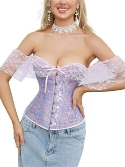 Women's Plus Size Corsets Halloween Waist Trainer Body Shaper Pure Color Sport Simple Casual Daily Going Out Polyester Breathable Short Sleeve Summer Spring Black White -Deals The Sexy Bra Store uyqlai1691133292995