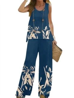 Women's Loungewear Sets Polyester Breathable Crew Neck Tank Top And Wide Leg Pants Animal Print Fashion Casual Street Vacation Going OutSummer Spring Black White -Deals The Sexy Bra Store uywulq1679965932909