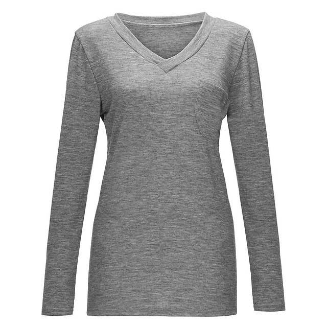 Women's Plus Size Loungewear Top Nighty Pure Color Basic Simple Comfort Home Daily Cotton V Wire Long Sleeve Pocket Spring Fall White Black 10 Women's Plus Size Loungewear Top Nighty Pure Color Basic Simple Comfort Home Daily Cotton V Wire Long Sleeve Pocket Spring Fall White Black - Image 10