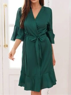 Women's Pajamas Robe Bathrobe Silk Robe Pure Color Fashion Comfort Wedding Party Satin Breathable V Wire Half Sleeve Summer Fall Light Pink Light Blue -Deals The Sexy Bra Store vbmrsy1692779761492