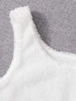 Women's Solid Plush Tank Top And Pants Lounge Sets Casual Comfort Soft Home Street Daily Polyester Breathable Elastic Waist Fall Winter Black White -Deals The Sexy Bra Store vbsaby1688541578355