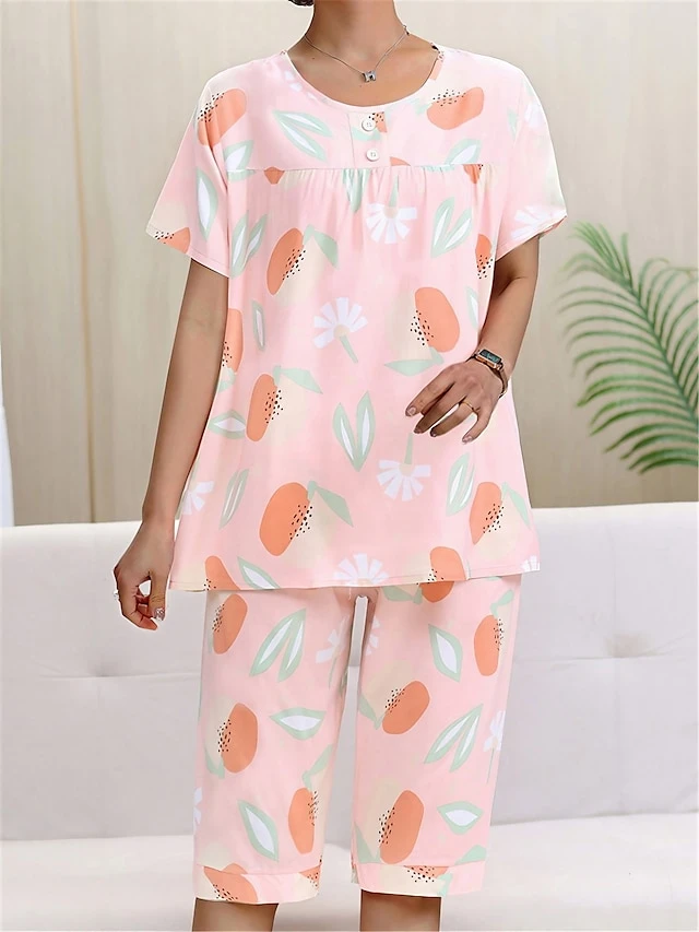 Women's Pajamas Pajama Top And Pant Sets Cartoon Heart Fashion Casual Soft Home Daily Bed Cotton Blend Breathable Crew Neck Short Sleeve T Shirt Tee Shorts Elastic Waist Summer Spring Light Pink Pink 1 Women's Pajamas Pajama Top And Pant Sets Cartoon Heart Fashion Casual Soft Home Daily Bed Cotton Blend Breathable Crew Neck Short Sleeve T Shirt Tee Shorts Elastic Waist Summer Spring Light Pink Pink