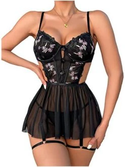 Women'S Sexy Halter Lace Sleepwear Seduces Small Chest Steel Brackets To Pull Up Nightdress
