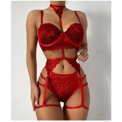 Women‘s Christmas Lingeries Gift Sexy Bodies Garter Lingerie Set 1 Set Flower Undergarments Xmas Home Bed Straps Mesh Transparent Green Black / Seamed / Spring / Summer / Seamed -Deals The Sexy Bra Store vfiivs1646642630105