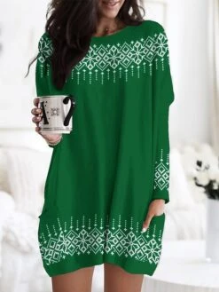 Women's Nightgown Geometic Fashion Comfort Xmas Home Christmas Polyester Crew Neck Long Sleeve Pocket Fall Winter Black Red 5 Women's Nightgown Geometic Fashion Comfort Xmas Home Christmas Polyester Crew Neck Long Sleeve Pocket Fall Winter Black Red -Deals The Sexy Bra Store vgexex1693811967585