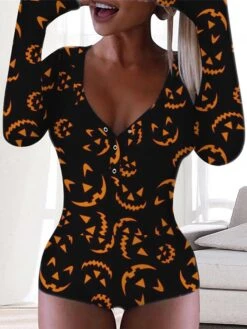 Women's Pajamas Onesie Cat Pumpkin Retro Gothic Punk & Gothic Carnival Halloween Polyester Breathable Crew Neck Long Sleeve Fall Winter Black White -Deals The Sexy Bra Store vhdkxc1692257126237