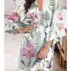 Women's Loungewear Nightgown Nighty Silk Kimono Flower Comfort Sweet Home Daily Satin V Wire Long Sleeve Spring Summer White