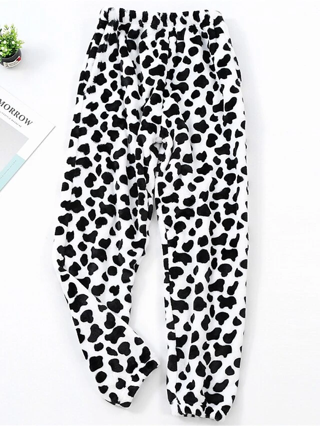 Women's Fleece Pajama Pants Loungewear Pants Dot Simple Plush Casual Home Daily Vacation Flannel Warm Breathable Pant Elastic Waist Fall Winter White Pink 5 Women's Fleece Pajama Pants Loungewear Pants Dot Simple Plush Casual Home Daily Vacation Flannel Warm Breathable Pant Elastic Waist Fall Winter White Pink - Image 5
