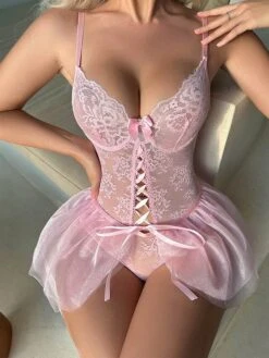 Women's Sexy Lingerie Sexy Bodies Shapewear Body Shaper Pure Color Sexy Uniforms Lovers Hot Masquerade Valentine's Day Polyester Breathable Sleeveless Adjustable Summer Spring Pink
