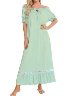 Women's Pajamas Nightgown Dress Pure Color Simple Casual Soft Home Daily Bed Polyester Breathable Crew Neck Short Sleeve Dress Spring Summer White Champagne -Deals The Sexy Bra Store vldhvb1675748283639